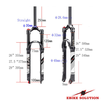 BUCKLOS 26/27.5 Travel 120mm MTB Air Suspension Fork, Rebound Adjust 1 1/8 Straight Tube Quick Release 9mm Manual/Remote Lockout XC AM Ultralight Mountain Bike Front Forks