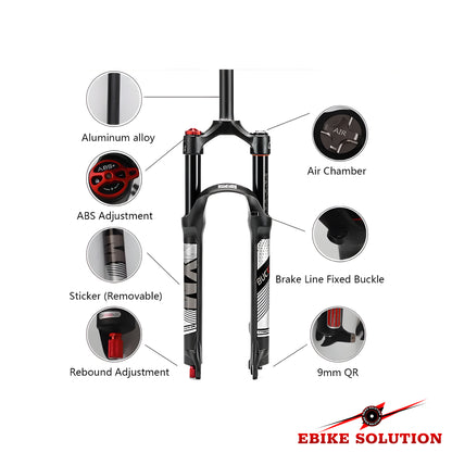 BUCKLOS 26/27.5 Travel 120mm MTB Air Suspension Fork, Rebound Adjust 1 1/8 Straight Tube Quick Release 9mm Manual/Remote Lockout XC AM Ultralight Mountain Bike Front Forks