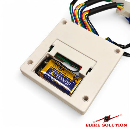 Electronic component with Hanqiu battery on a white background, featuring 'Ebike Solution' branding.