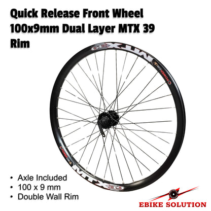 Dual Layer MTX39 Rim Quick Release Front Wheel 100x9MM For MTB EBike