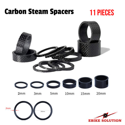Stem Spacers Carbon Fiber Headset Fork Washer 1-1/8" Threadless Parts 11Pcs/Set