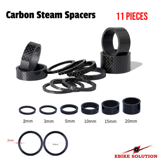 Stem Spacers Carbon Fiber Headset Fork Washer 1-1/8" Threadless Parts 11Pcs/Set