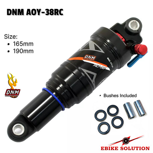 DNM AOY-38RC suspension fork with included components on a white background
