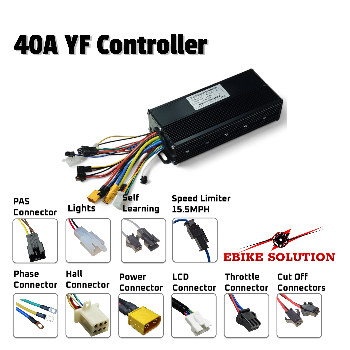 Ebike Brushless Motor Controller YF 48-72V 40A Sine Wave Dual Mode
