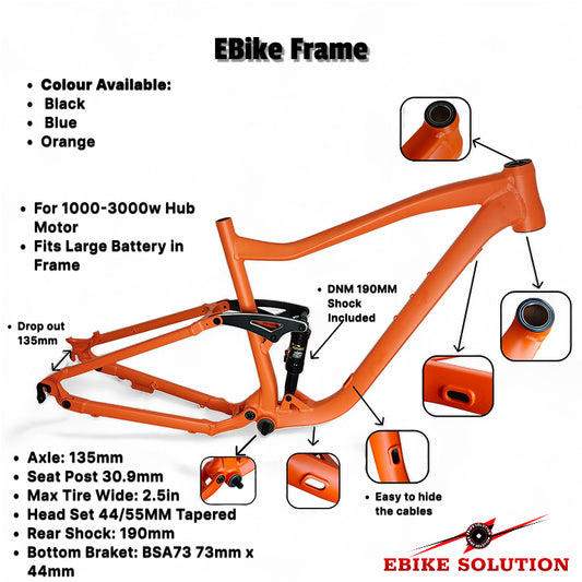 Ebike Frame For Conversion Kit 2kw 3kw Electric Mountain MTB Full Suspension Size L