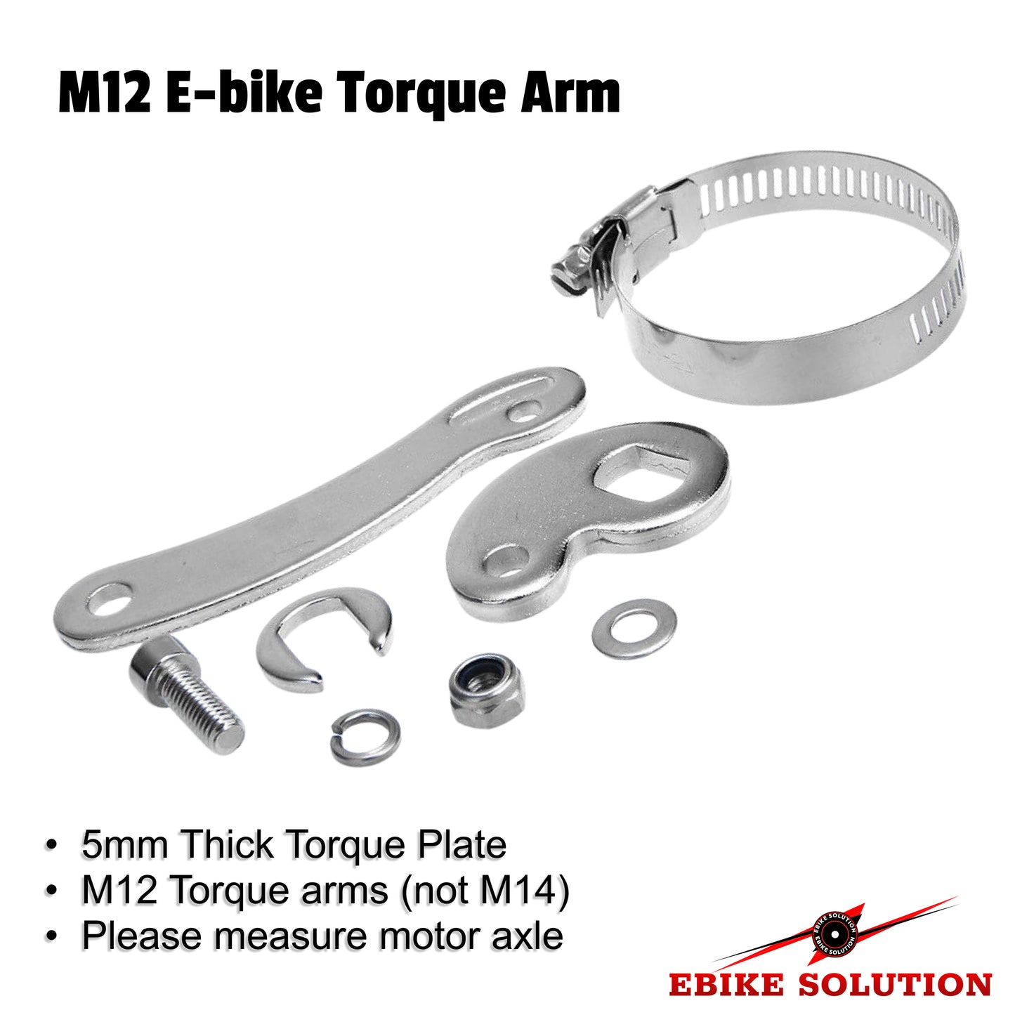 M12 Torque Arm E-Bike Heavy-Duty 5mm Stainless Steel 12x10mm Electric Bike