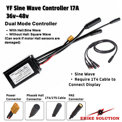 YF Ebike Brushless Motor Controller 36-48V 500W 6-FET 17A