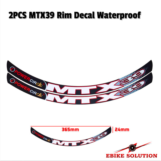 2PCS Power Circle MTX Rim Stickers MTB Road Bike Wheel Decals Waterproof Bicycle