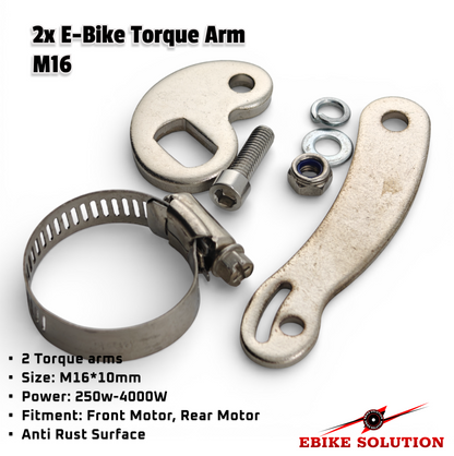 2X M16 Torque Arm E-Bike Heavy-Duty 5mm Stainless Steel 16x10mm Electric Bike
