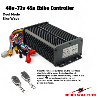 Ebike Controller 48-72V MQ 45A 2500W Sine Wave Dual Mode Self Learning