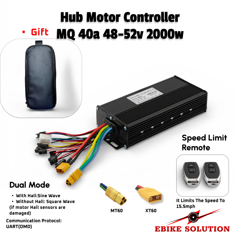 Ebike Brushless Motor Controller YF 48-72V 40A Remote Speed Limit Sine Wave Dual Mode