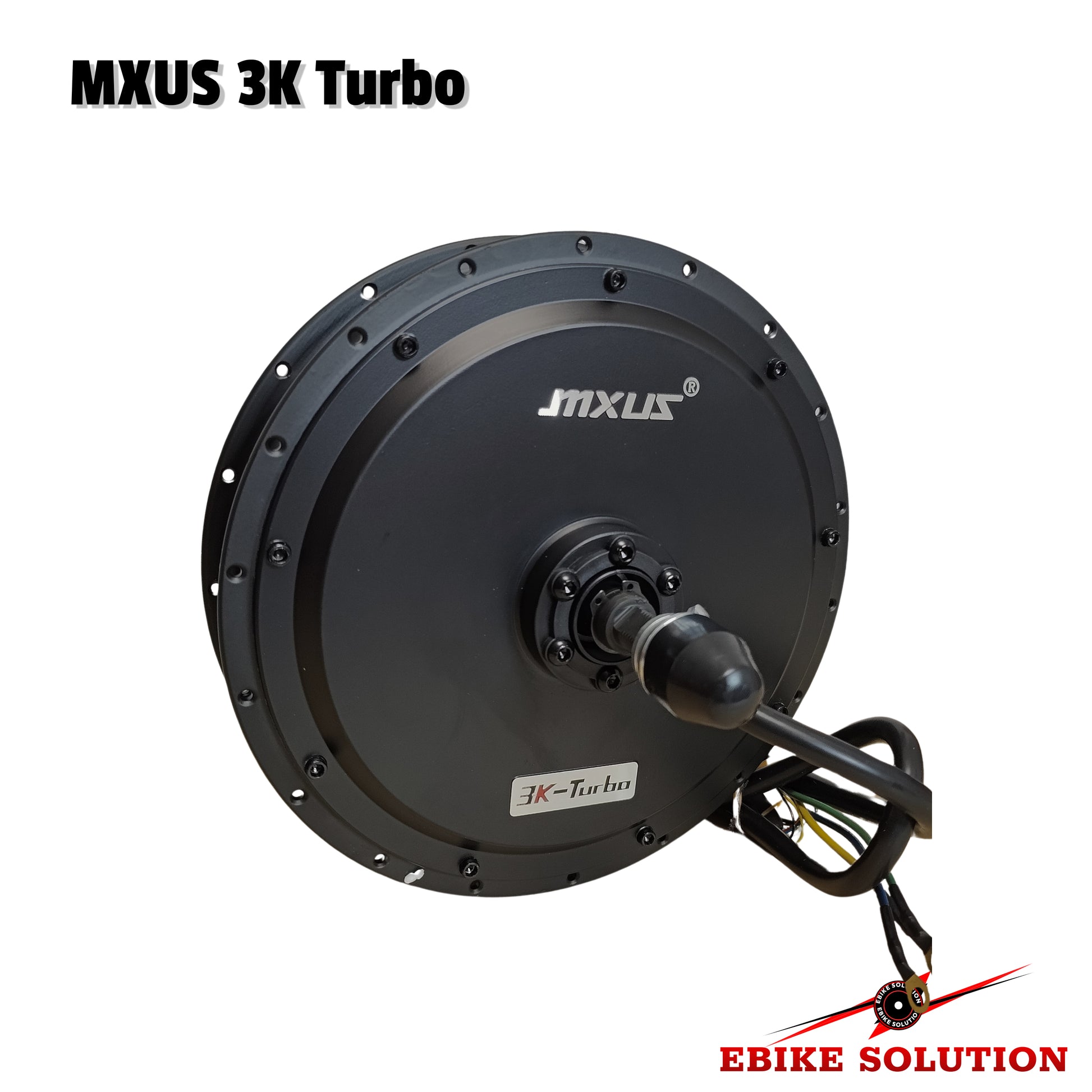 MXUS 3K Turbo electric bike motor on a white background