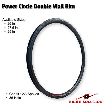 Power Circle Rim MTB Double Wall Electric Bike Ebike 26"/27.5"/29" Bicycle
