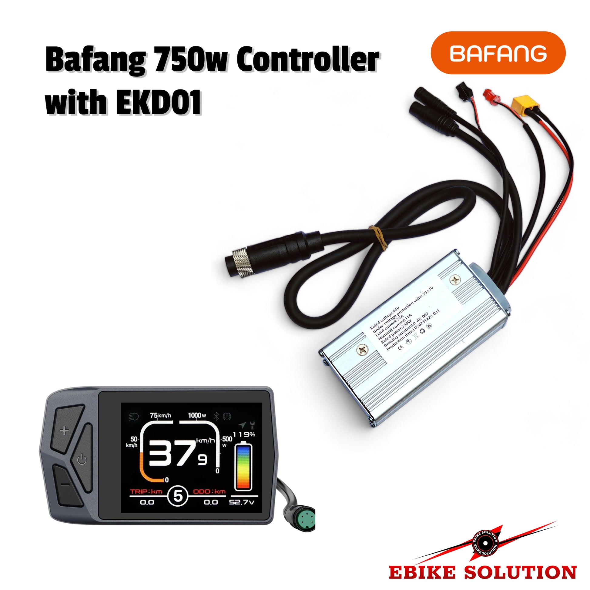 Bafang Brushless 48V 22A 750W Hub Motor Controller L1019 Display DM03 500C EKD01