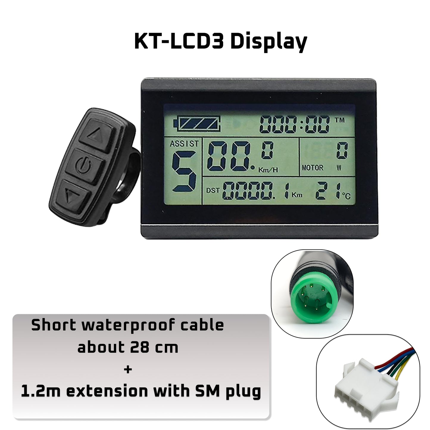 E-bike KT-LCD3 Display Screen Meter for KT Series Controllers 24/36/48V Uk Stock