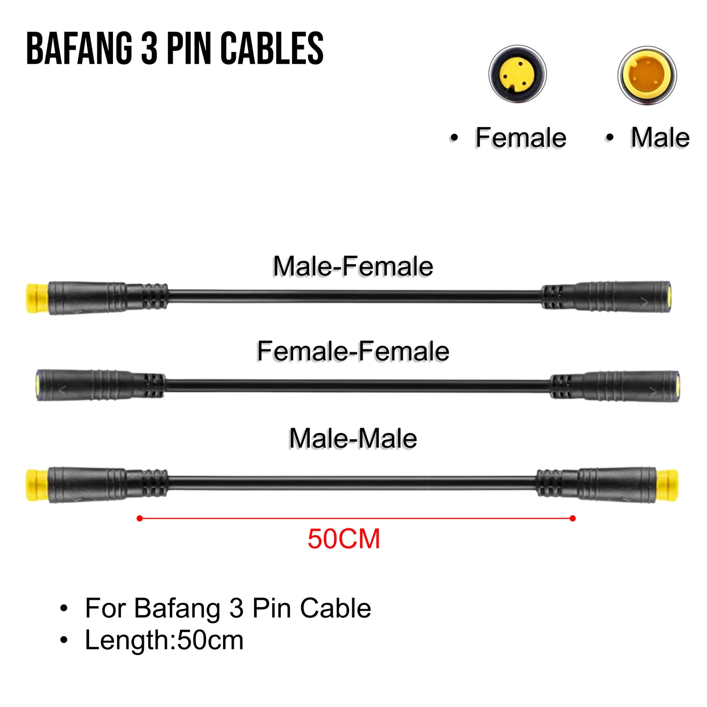 BAFANG 3 Pin Extension Cable for E-Brake Gear Sensor Thumb Throttle Ebike