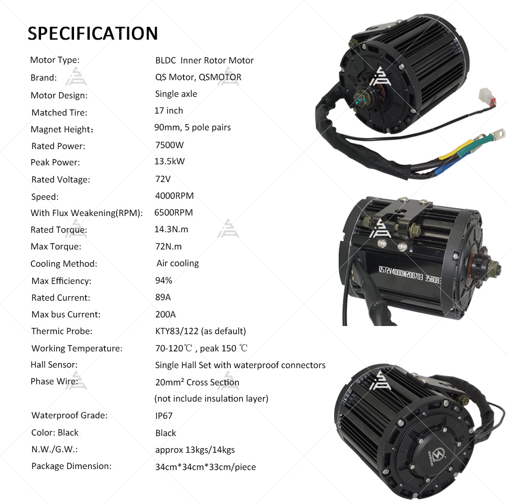 QSMOTOR 138 4000W Air Cooled Mid Drive Motor With Spline Shaft uk stock ebikesolution