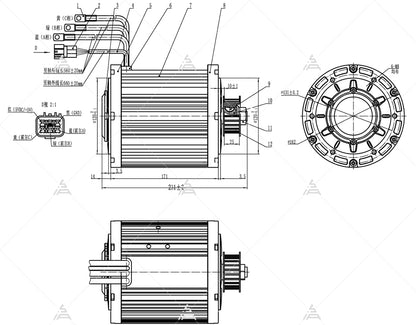 QSMOTOR 138 4000W Air Cooled Mid Drive Motor With Spline Shaft