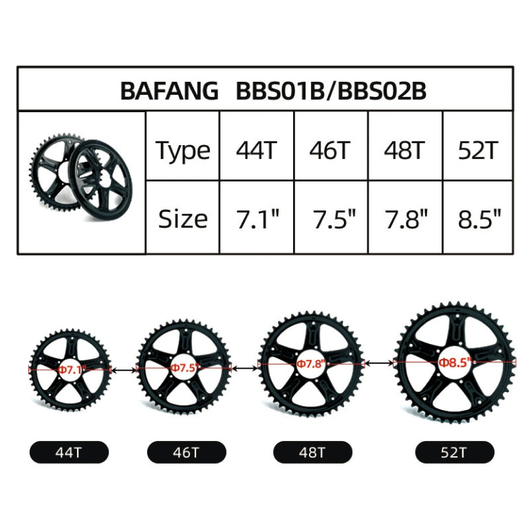 BAFANG Mid Drive Motor Chainwheel EBike Sprocket 44T 46T 48T 52T
