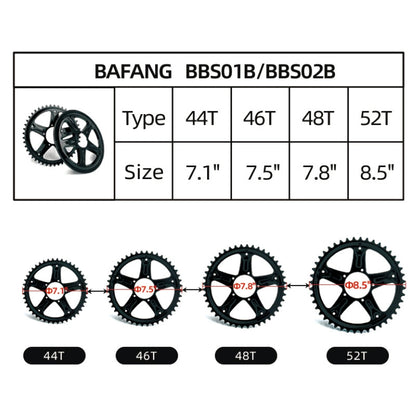 BAFANG Mid Drive Motor Chainwheel EBike Sprocket 44T 46T 48T 52T