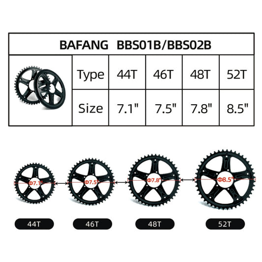 BAFANG Mid Drive Motor Chainwheel EBike Sprocket 44T 46T 48T 52T