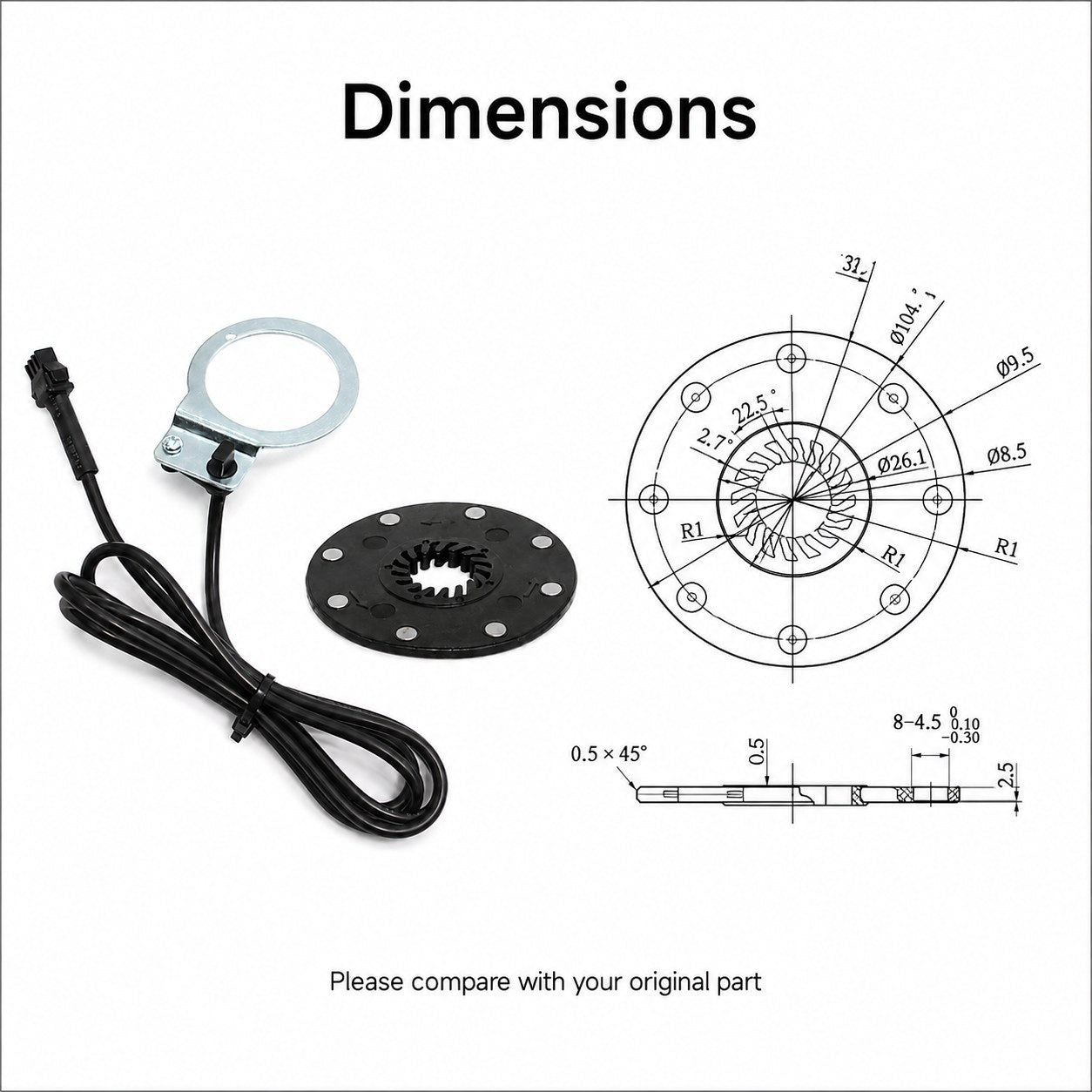 E-Bike PAS Pedal Assist Sensor 8 Magnet Disc 3 Pin Plug Electric Bicycle ebike solution
