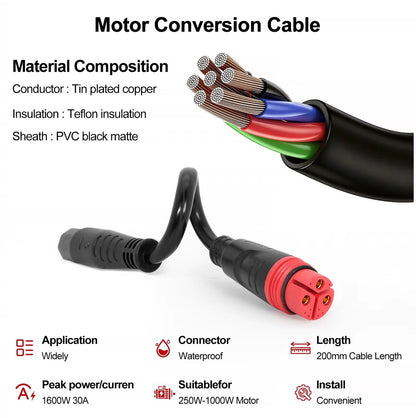 Hub Motor Cable Adapter, Z916/L1019 Male to L1121/L1120 Female Connector ebike solution