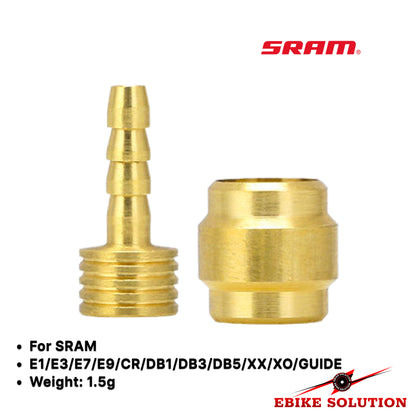 Two brass connectors with SRAM branding on a white background