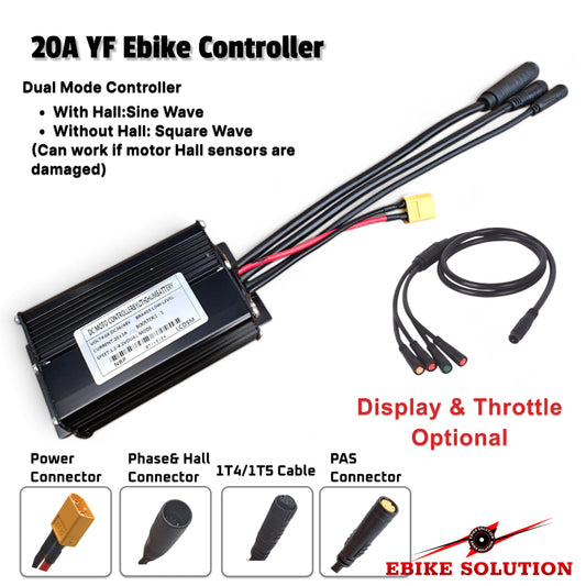 20A YF Ebike Controller with connectors on a white background