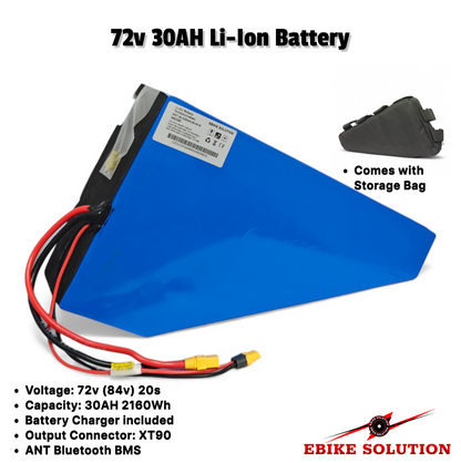 72V Battery 30Ah BMS 60A 21700 Cells li-ion 5A Charger Bluetooth 3000W
