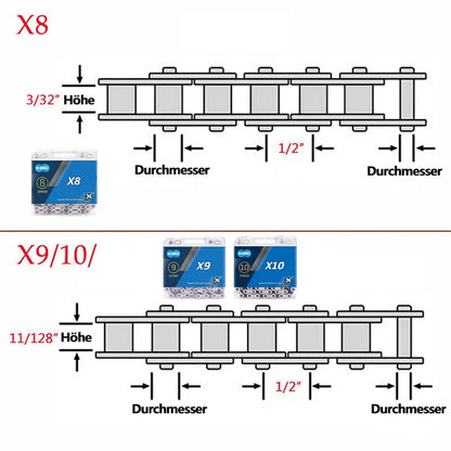 Bicycle Chain 7 8 9 10 Speed Gear MTB Link Chain Quick Link Stretch-Proof