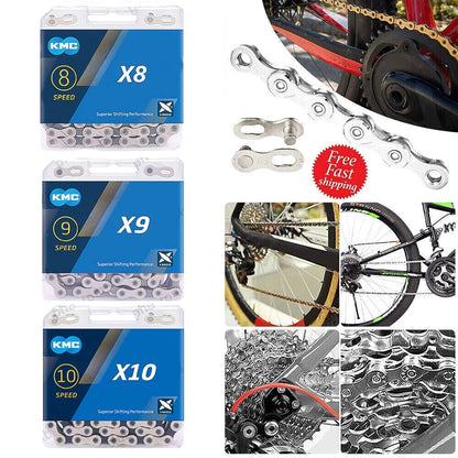 Bicycle Chain 7 8 9 10 Speed Gear MTB Link Chain Quick Link Stretch-Proof