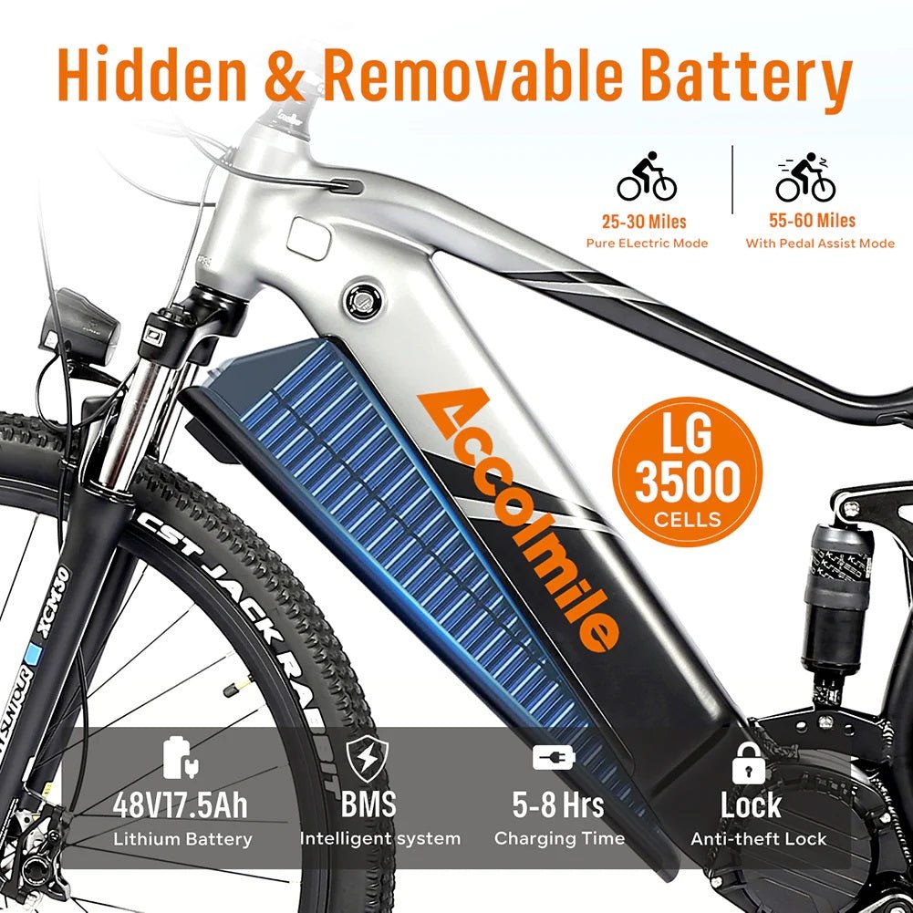 ACCOLMILE - Bafang 48V 750W 250w  Mid Motor Mountain Ebike uk stock fast delivery ebikesolution 