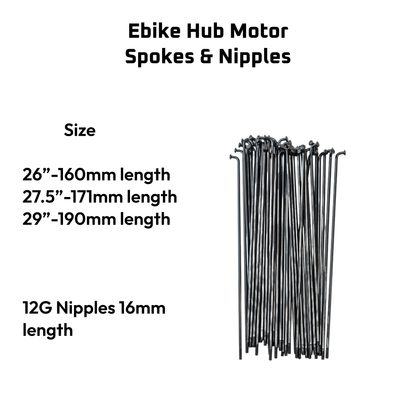 Ebike Hub Motor Spokes and Nipples 26/27.5/29 inch For 1500/2000W Motor uk stock ebikesolution