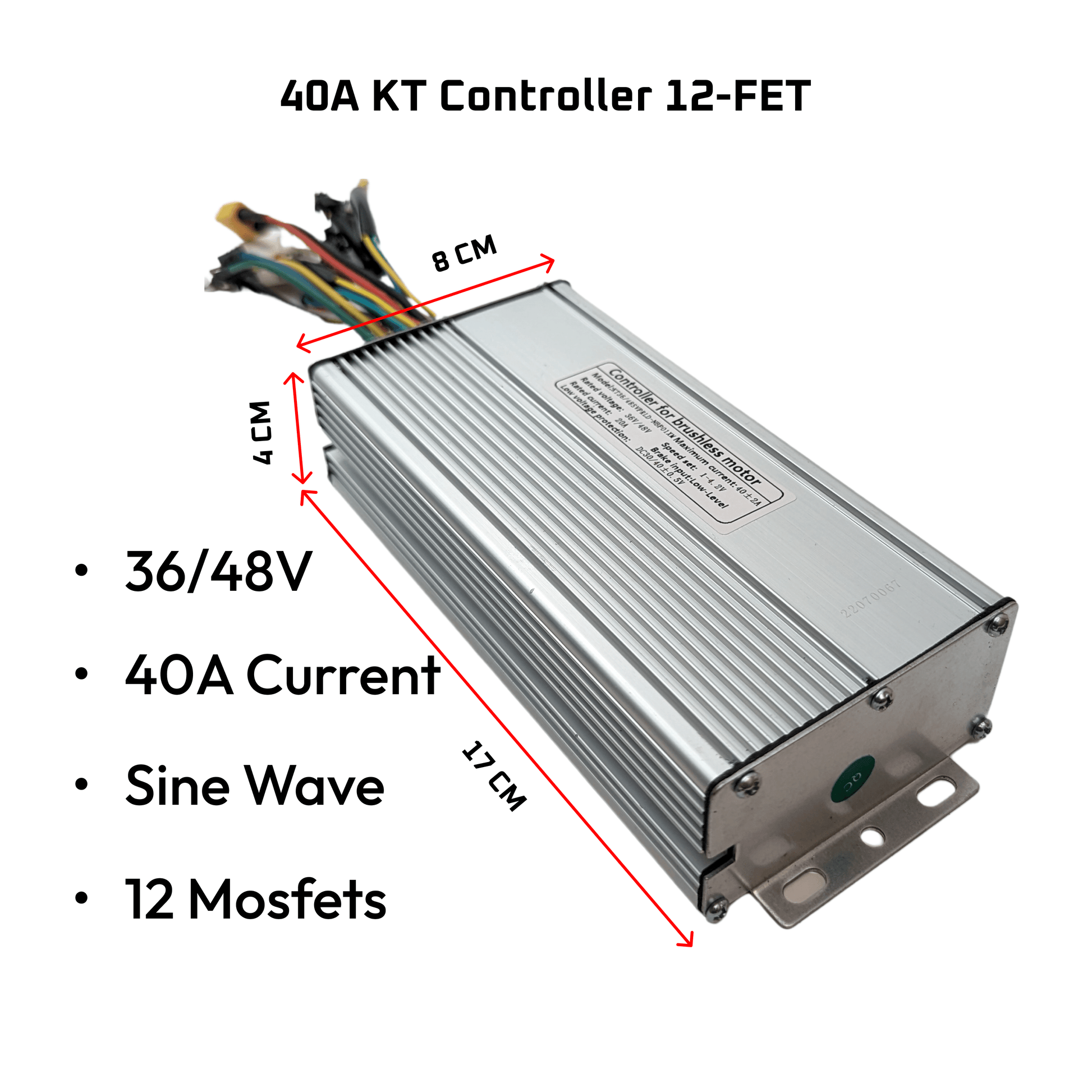 Ebike Brushless Motor Controller 48/52V 1500/2000W 12-FET 40A KT Sine Wave uk stock ebikesolution