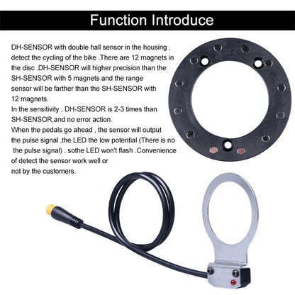 E-bike Pedal Assist Sensor Double Hall 12 magnet PAS System for Hub Motor Kits ebikesolution