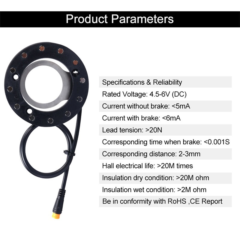 E-bike Pedal Assist Sensor Double Hall 12 magnet PAS System for Hub Motor Kits ebikesolution